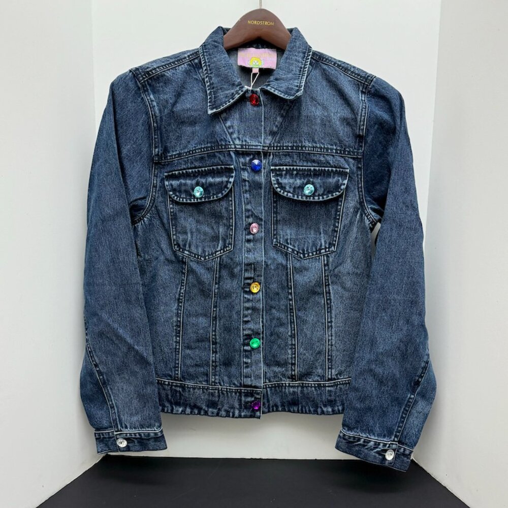 (Sz 8) NWT Rich Fashion Blue Denim Rhinestones Jacket